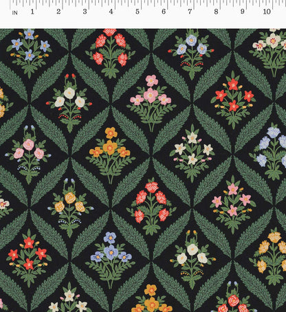 Estee Garden Canvas Fabric - Black Multi
