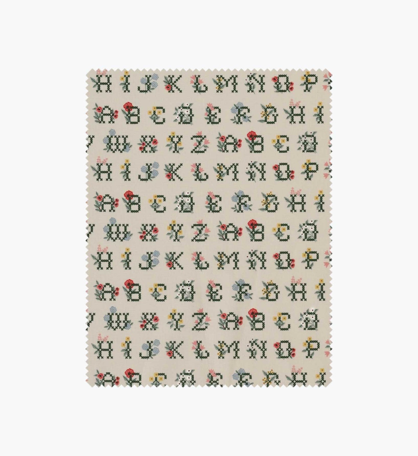 Cross Stitch Letters Cotton Fabric - Linen