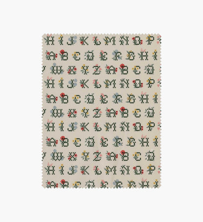 Cross Stitch Letters Cotton Fabric - Linen