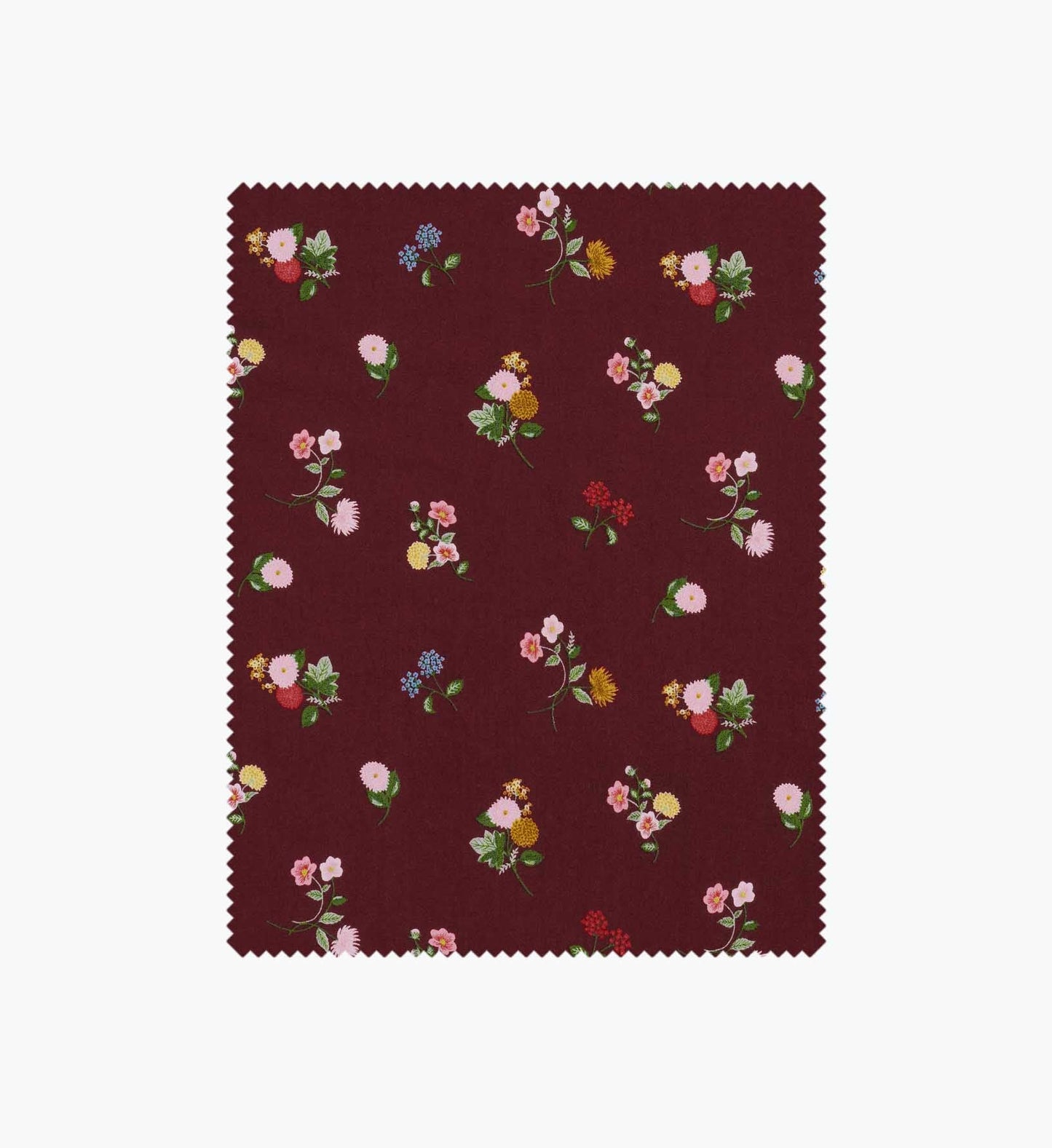 Ditsy Dahlia Rayon Fabric - Burgundy
