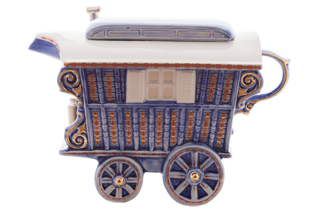 Ceramic Inspirations Romany Caravan Blue Teapot -Ltd Ed