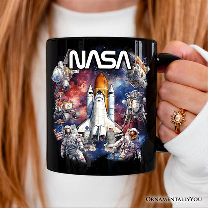 Artistic NASA Handcrafted Personalized Mug, Astronaut in Outer Space with the Planets Gift with Custom Name