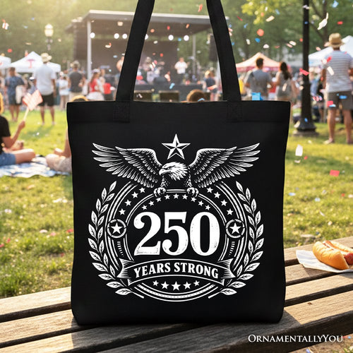 250th Anniversary Strong Eagle Tote Bag, 4th of July USA Patriotic 1776–2026 Gift Shopper