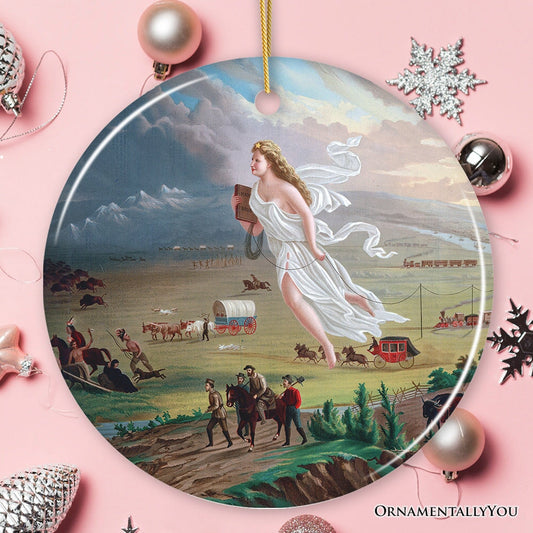 American Progress Christmas Ornament, John Gast Vintage Painting American History Gift and Decor