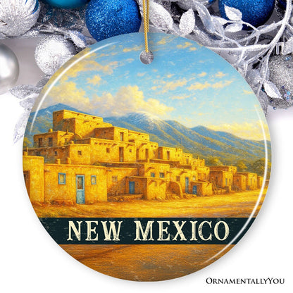 Artistic New Mexico Taos Pueblo Ornament, Native American Heritage Christmas Gift and Southwestern Cultural Souvenir