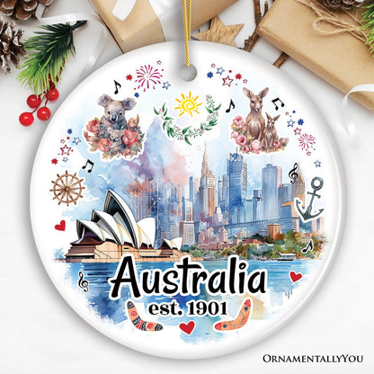 Australia Artistic Watercolor Painting Ornament, Christmas Holiday Gift