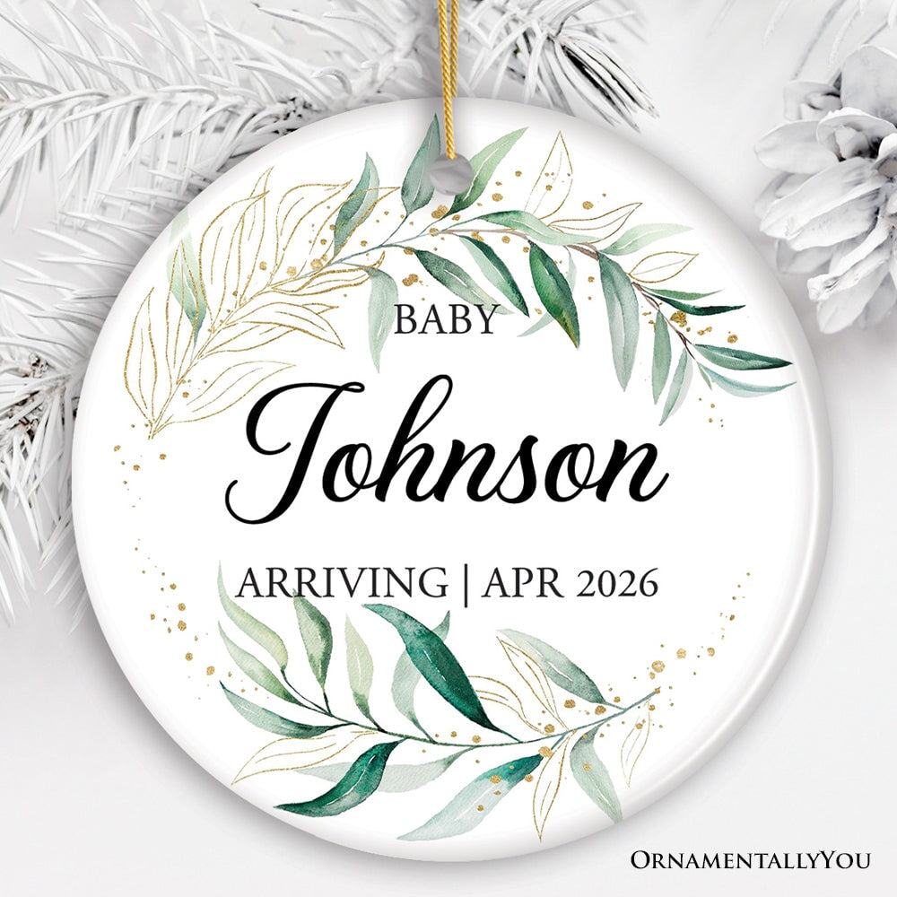 Baby Arriving Personalized Ornament, New Baby Announcement Keepsake Gift