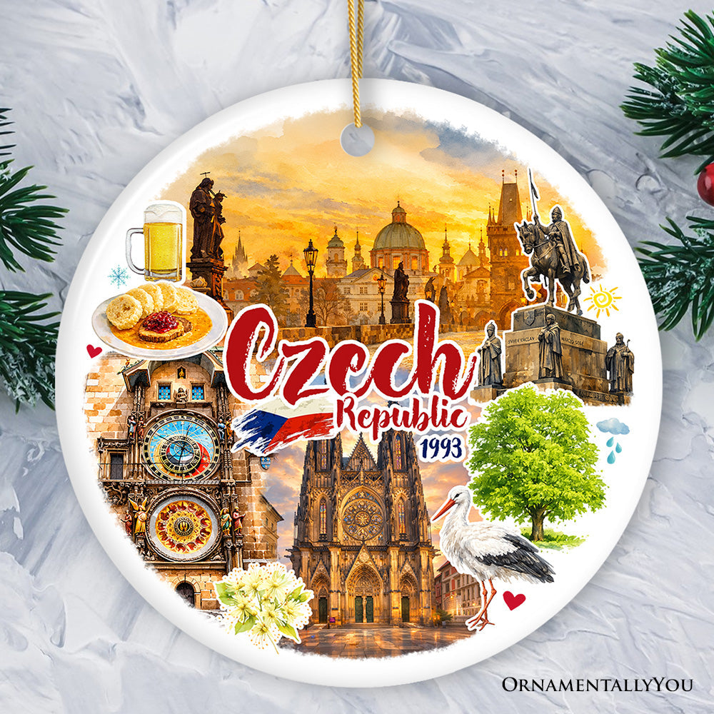Artistic Czech Republic Landmarks Christmas Ornament, Prague Heritage Gift and Souvenir