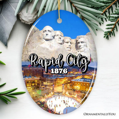 Adventurous Rapid City Christmas Ornament, South Dakota Mt. Rushmore Heritage Gift and Souvenir