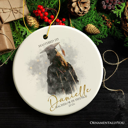 Artistic Graduation Gift Personalized Christmas Ornament, Watercolor Art Style Student