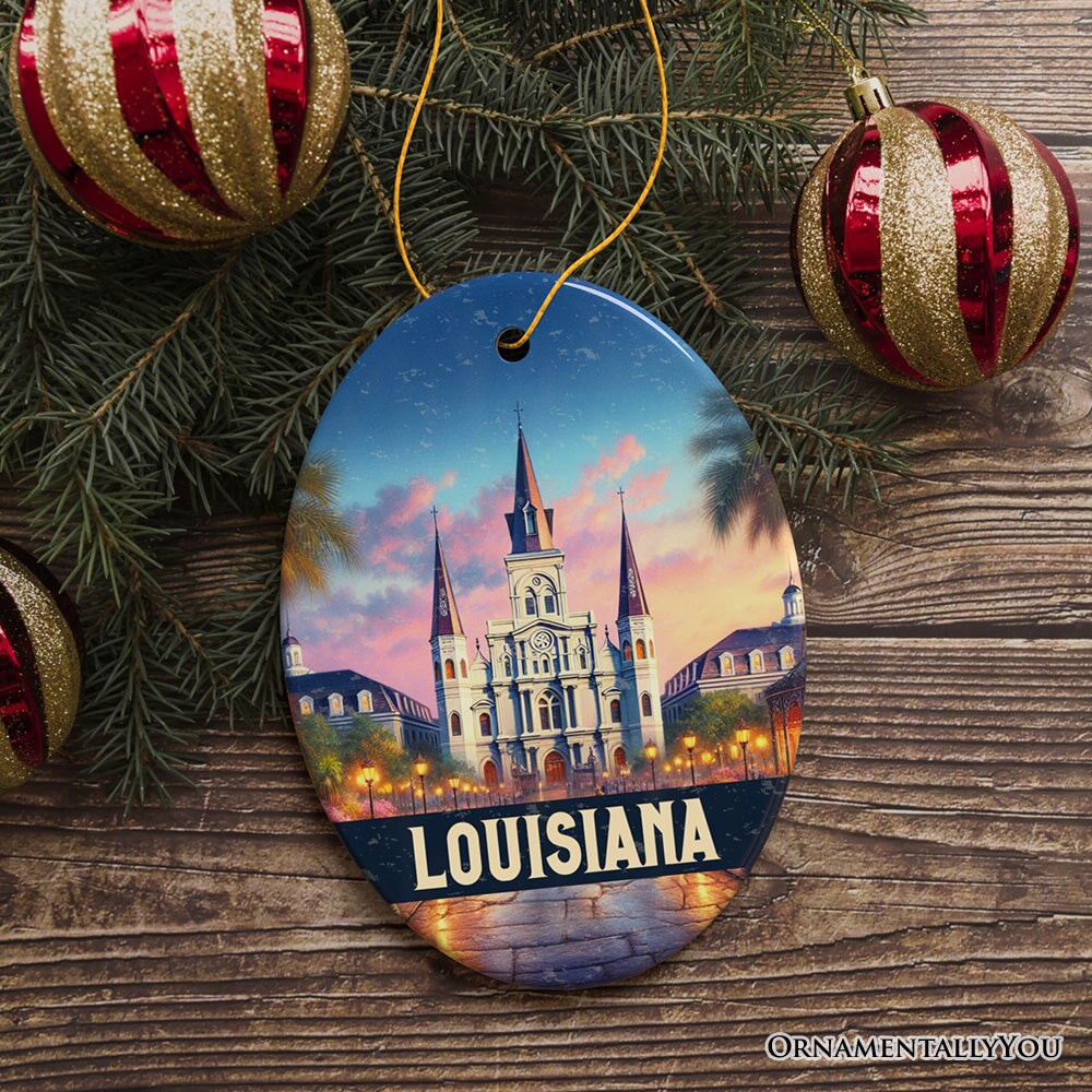 Artistic Louisiana Cathedral Christmas Ornament, St. Louis Landmark Christmas Gift and Holiday Keepsake