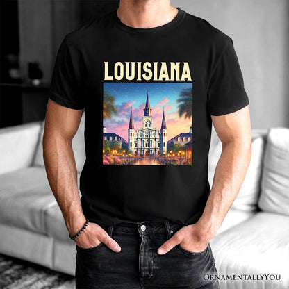 Artistic Louisiana State Cathedral T-Shirt, St. Louis Landmark Tee and Holiday Keepsake Souvenir