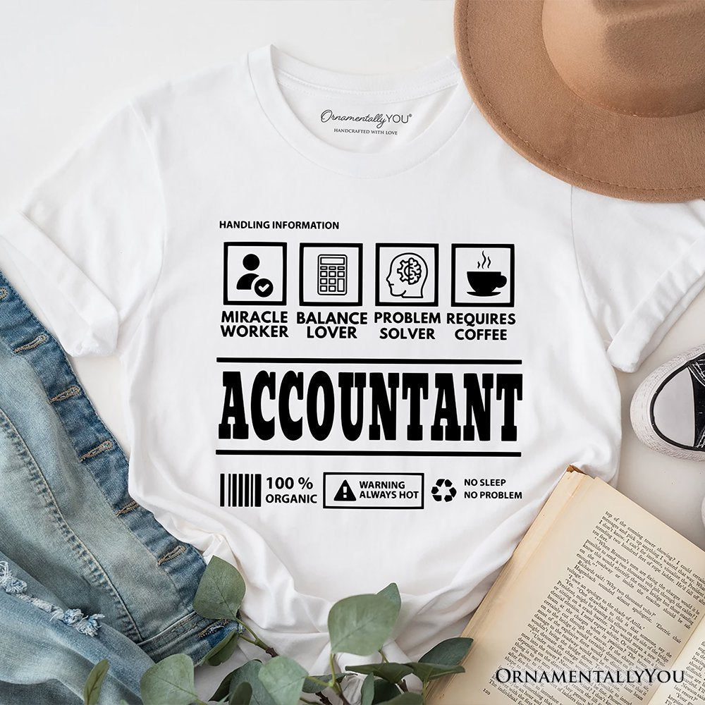 Accountant Nutrition Facts T-Shirt, Bookkeeper Humor Graphic Tee