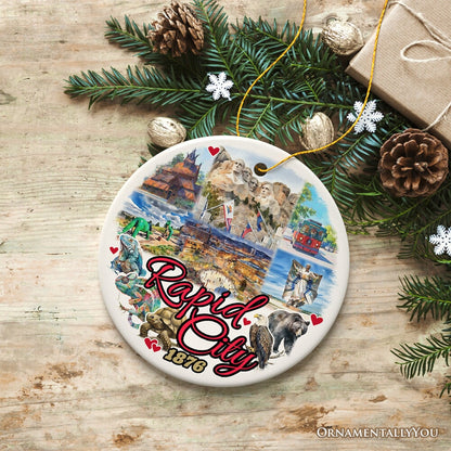 Adventurous Rapid City Christmas Ornament, South Dakota Mt. Rushmore Heritage Gift and Souvenir