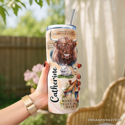 Agricultural Dream 20oz Personalized Tumbler With Lid and Stainless Steel Straw, Farm Life Quotes Gift Cup