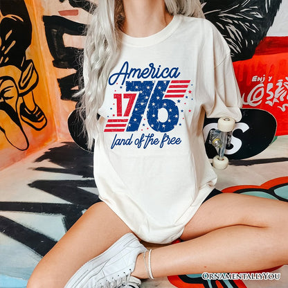 America 1776 Land of the Free T-Shirt, Vintage 4th of July Tee
