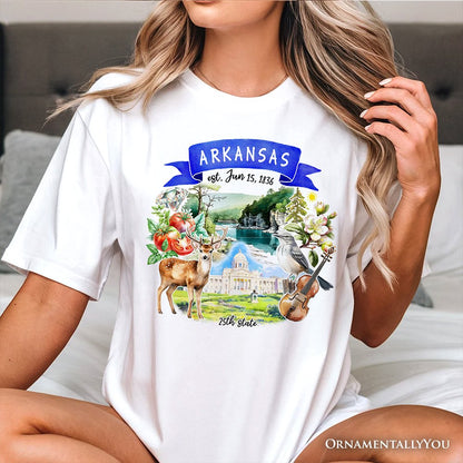 Artistic Arkansas State Themes and Landmarks T-Shirt, Tee for History and Travel Lovers