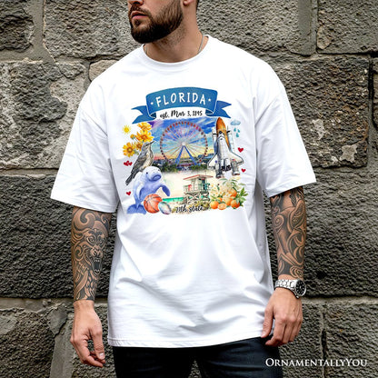 Artistic Florida State Themes and Landmarks T-Shirt, Tee for History and Travel Lovers