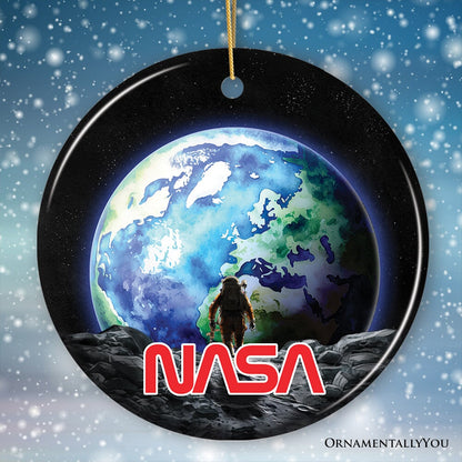 Artistic NASA Handcrafted Ornament, Astronaut in Outer Space with the Planets