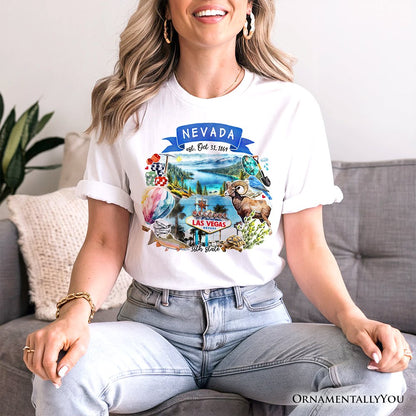Artistic Nevada State Themes and Landmarks T-Shirt, Tee for History and Travel Lovers