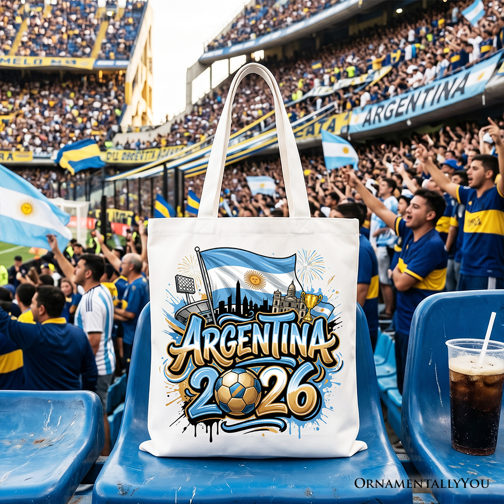 Argentina 2026 Soccer Cup Global Championship Tote Bag, Fans Football Gift Shopper