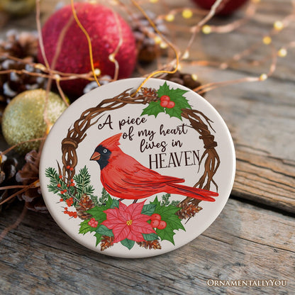A Piece of My Heart Lives in Heaven Ornament, Cardinal Memorial Gift and Christmas Decoration