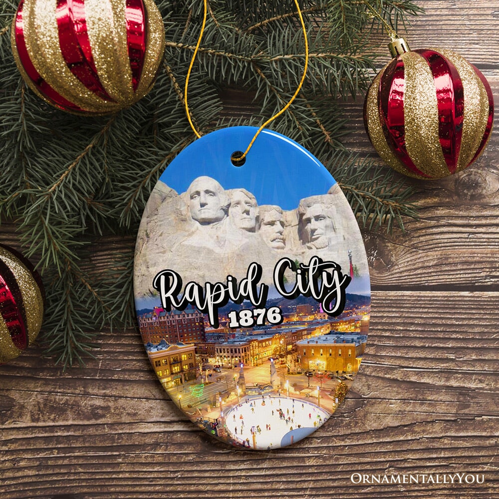 Adventurous Rapid City Christmas Ornament, South Dakota Mt. Rushmore Heritage Gift and Souvenir