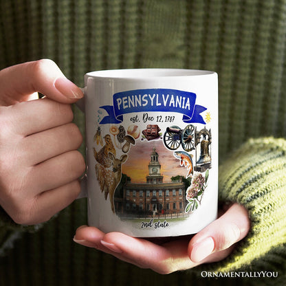 Artistic Pennsylvania State Themes and Landmarks Personalized Mug With Custom Name
