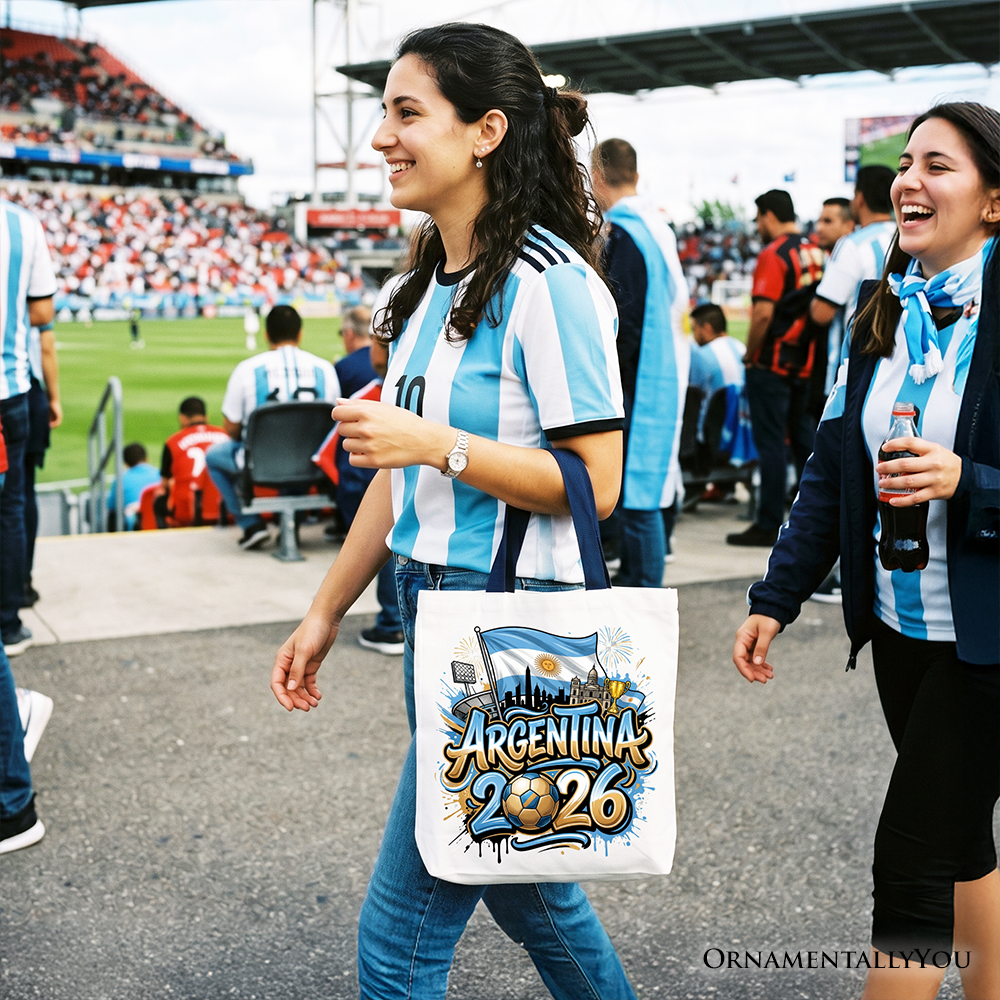Argentina 2026 Soccer Cup Global Championship Tote Bag, Fans Football Gift Shopper