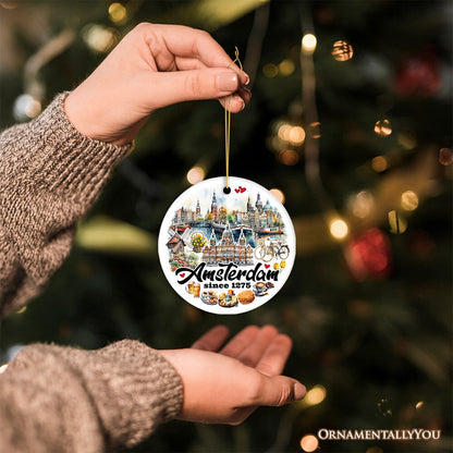 Artistic Amsterdam Landmarks and Heritage Christmas Ornament, Cultural Netherlands Gift and Keepsake