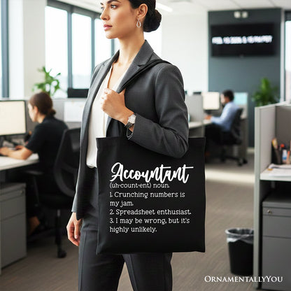 Accountant Definition Canvas Tote Bag, Finance Office Employee Gift Shopper