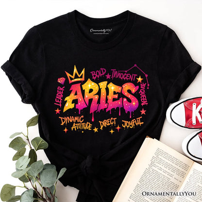 Aries Graffiti Zodiac T-Shirt, Street Style Astrology Horoscope Tee