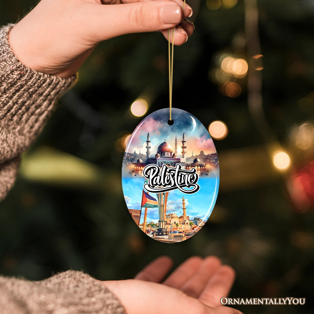 Artistic Palestine Ornament, Dome of the Rock Landmark Christmas Gift and Middle Eastern Heritage Souvenir