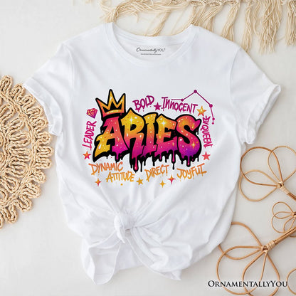 Aries Graffiti Zodiac T-Shirt, Street Style Astrology Horoscope Tee