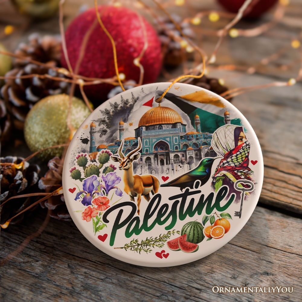 Artistic Palestine Ornament, Dome of the Rock Landmark Christmas Gift and Middle Eastern Heritage Souvenir