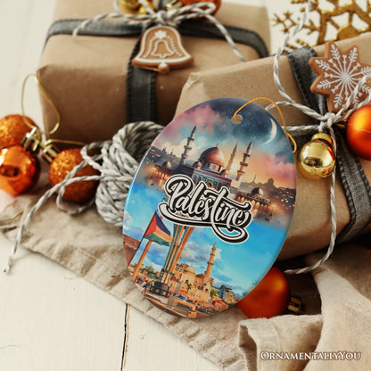 Artistic Palestine Ornament, Dome of the Rock Landmark Christmas Gift and Middle Eastern Heritage Souvenir