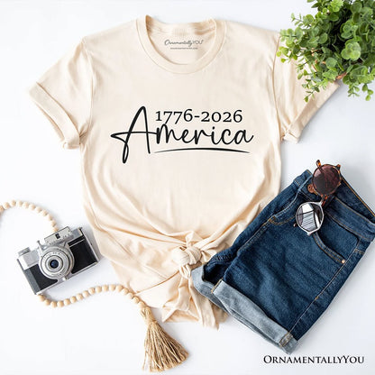 250 Years American Anniversary T-Shirt, 4th of July Minimalistic Patriotic 1776–2026 Tee