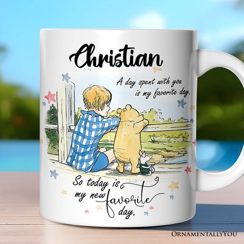 A Day with You is My Favorite Winnie-the-Pooh Personalized Mug, 1926 A.A. Milne Gift with Custom Name