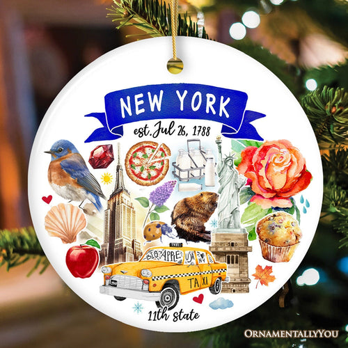 Artistic New York State Themes and Landmarks Christmas Ornament