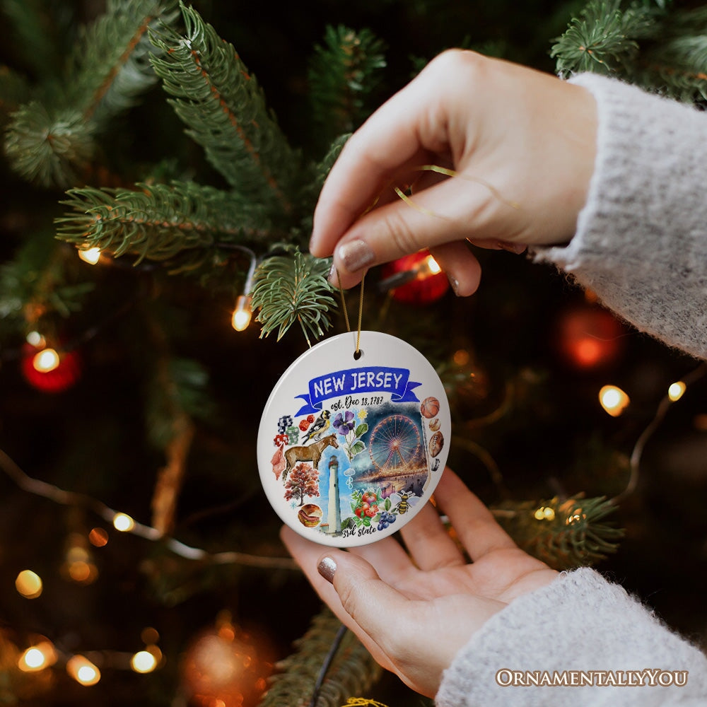 Artistic New Jersey State Themes and Landmarks Christmas Ornament
