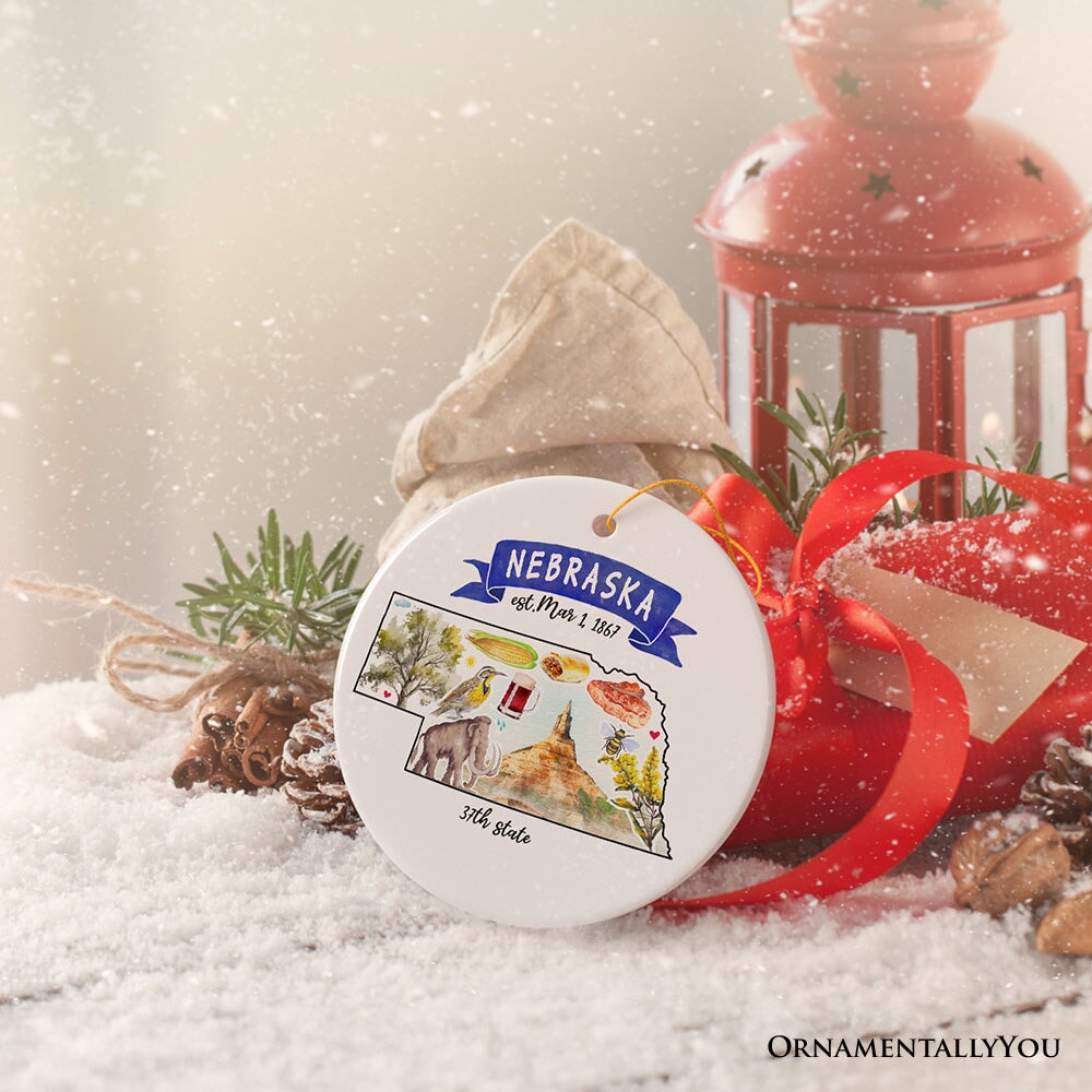 Artistic Nebraska State Themes and Landmarks Christmas Ornament