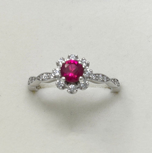 Goviers Ruby Petal Silver Ring