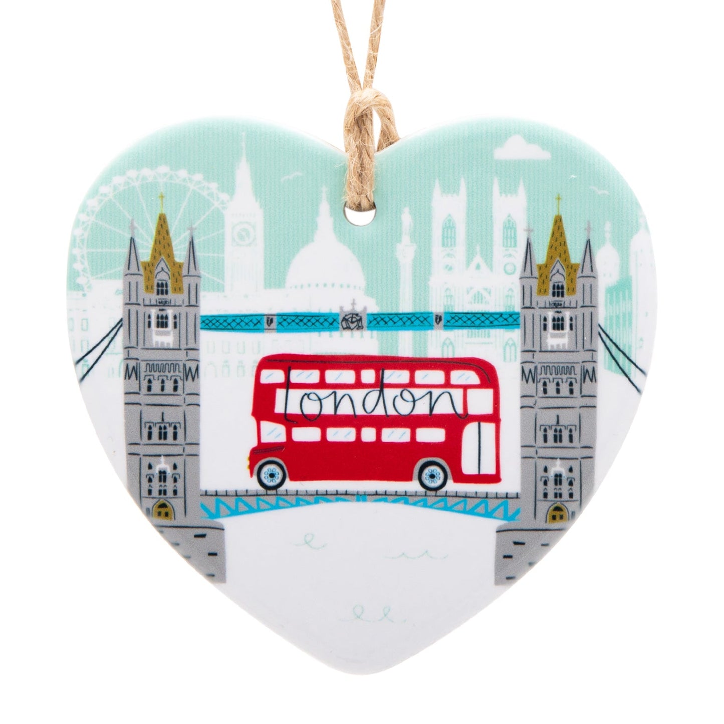 Jessica Hogarth Tower Bridge Hanging Ceramic Heart Decoration