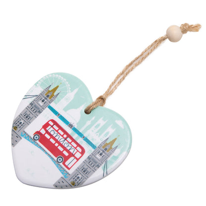 Jessica Hogarth Tower Bridge Hanging Ceramic Heart Decoration