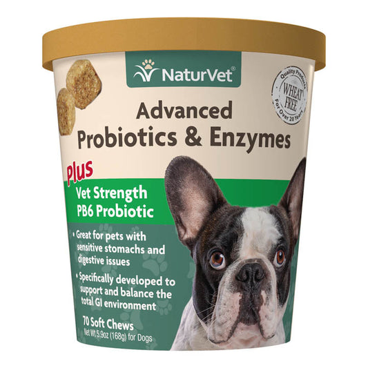 NaturVet Advanced Probiotics and Enzymes Soft Chew Supplement