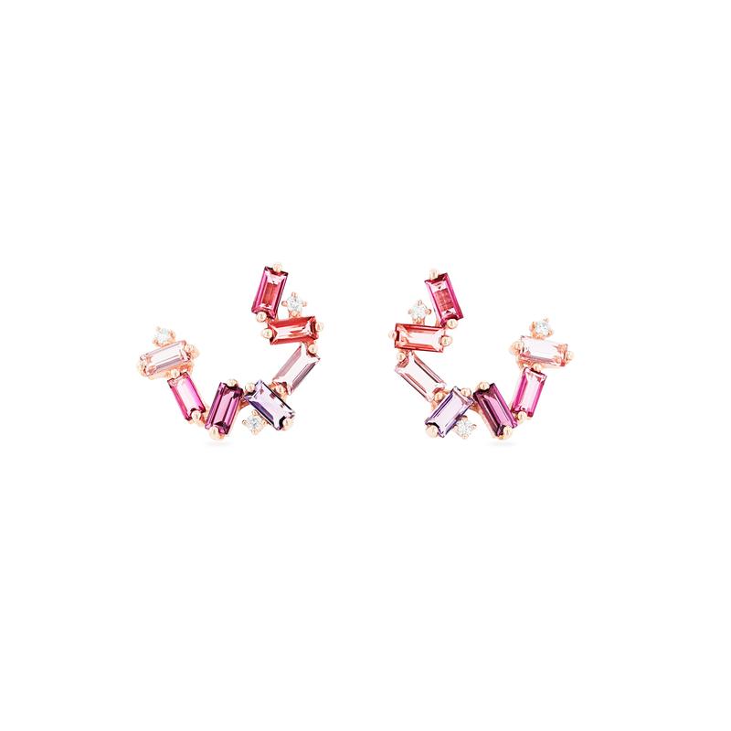 Zuri Pink Mix Baguette Hoops