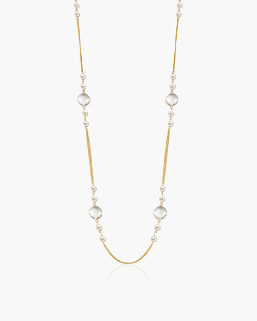 Pearl Cascade Long Station Necklace