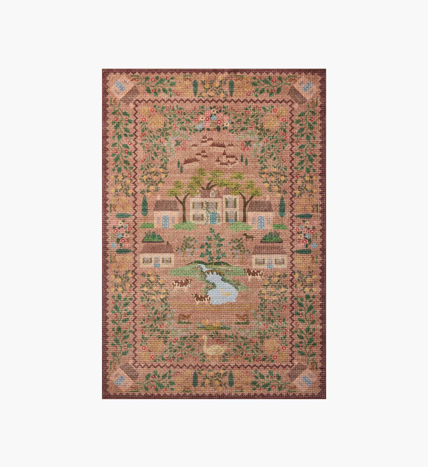 Orchard Country Farm Washable Rug - Mauve