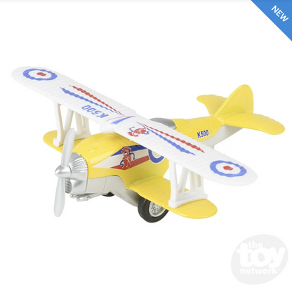 5.25" Die-Cast Pull Back Classic Biplane