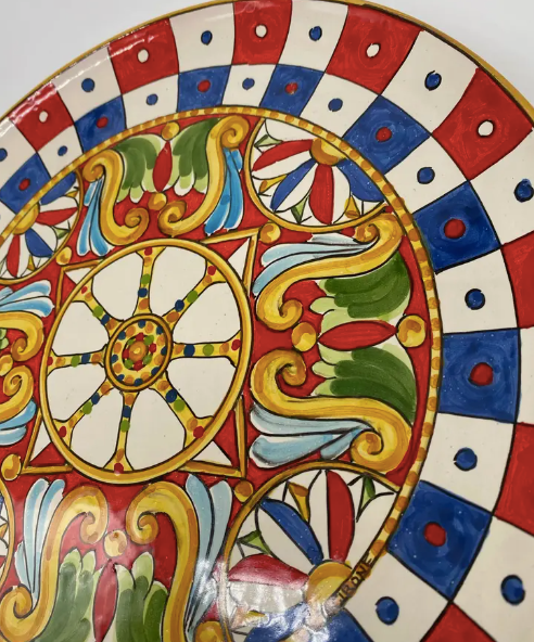 Hand-painted Decorative Plate Diameter 30 cm “Carretto” Decoration